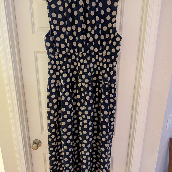 NWT J. Crew Hyacinth Dress Blue Polka-Dot Linen - L - Picture 6 of 6